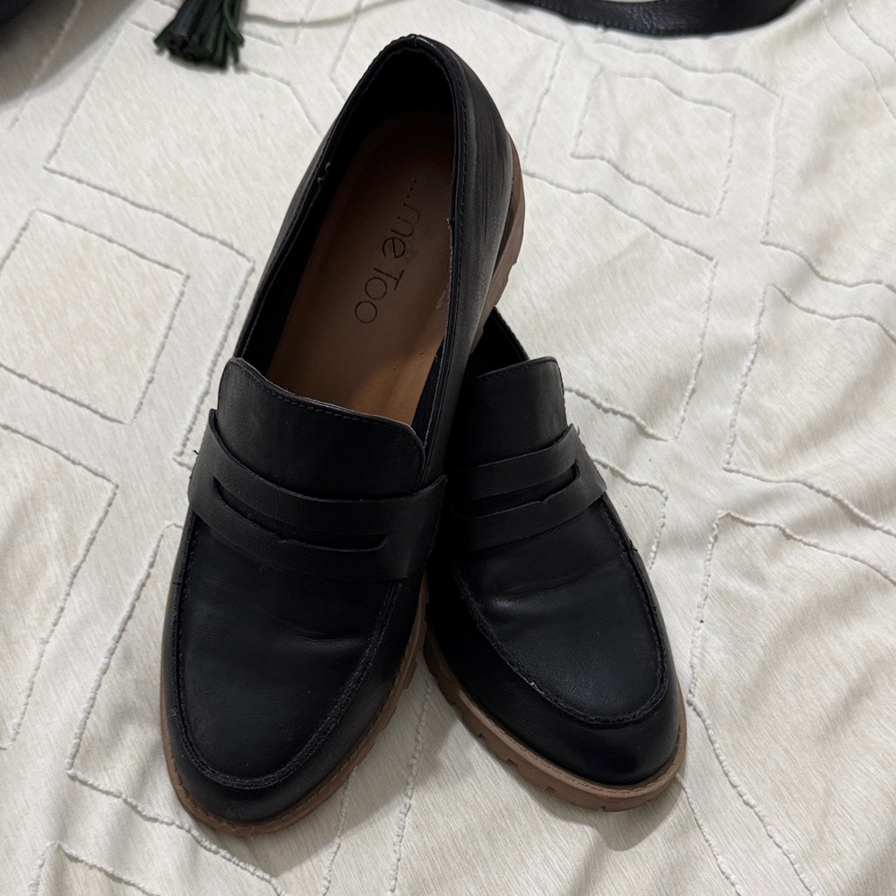 Me Too Black Loafers with Tan Insoles